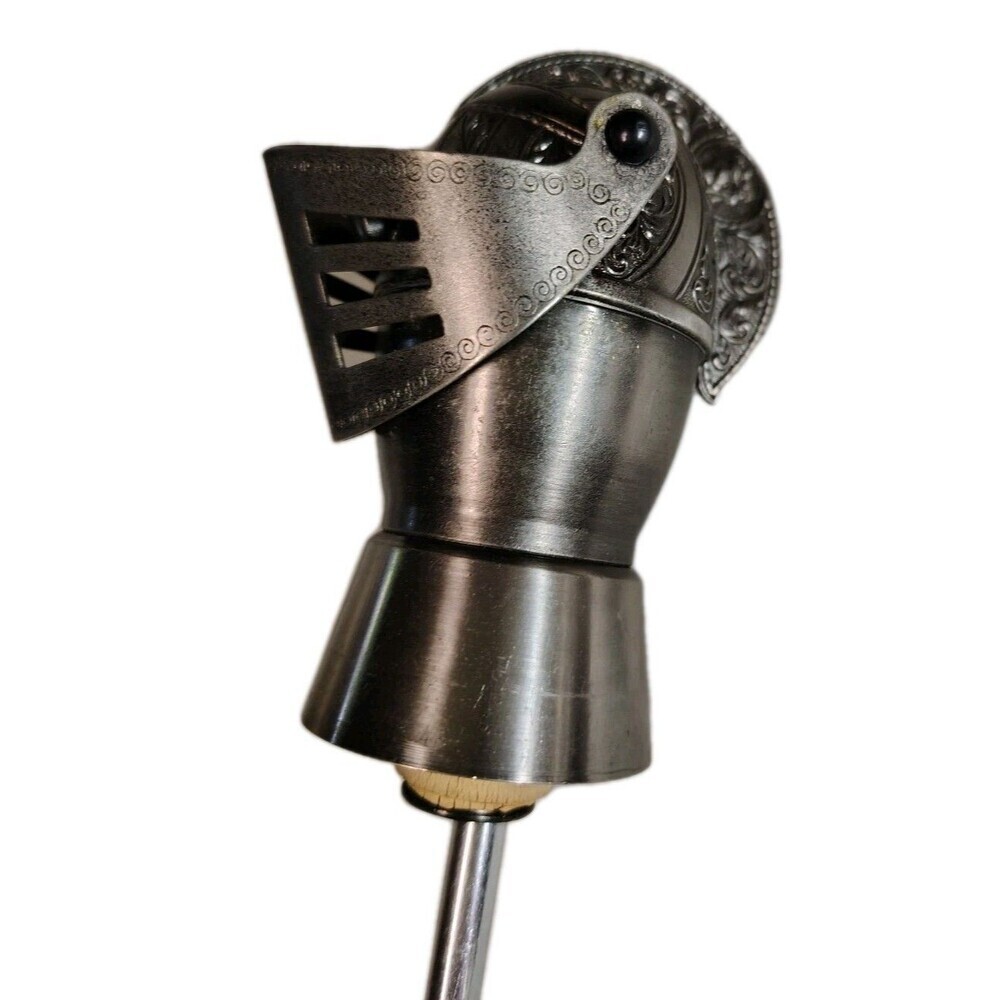 Vintage MCM Medieval Knight Helmet Liquor Pourer Stopper Metal Barware Rare - Picture 1 of 7